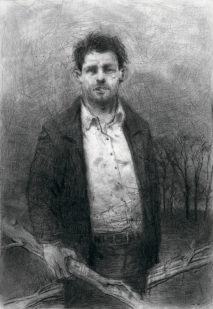 Man With Two Sticks conte pencil on paper 57.5x40cm 2010